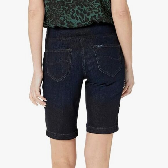 Lee Slim Fit Sculpting Pull-On Bermuda Jean Shorts in Dark Blue Wash - Picture 2 of 9